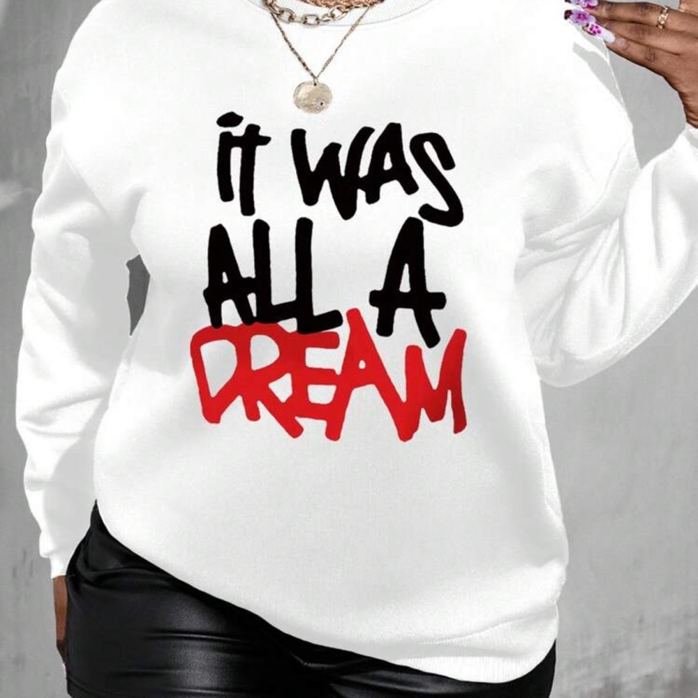White and Red Graphic Women's Top